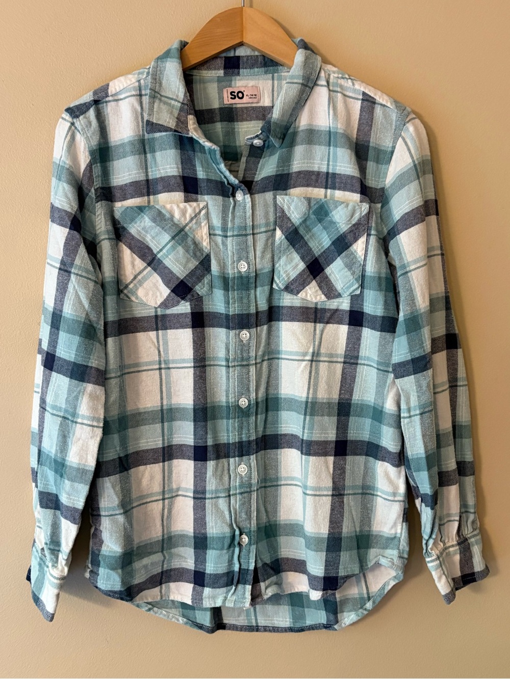 SO Plaid Button-Up Shirt Size XL (14/16)